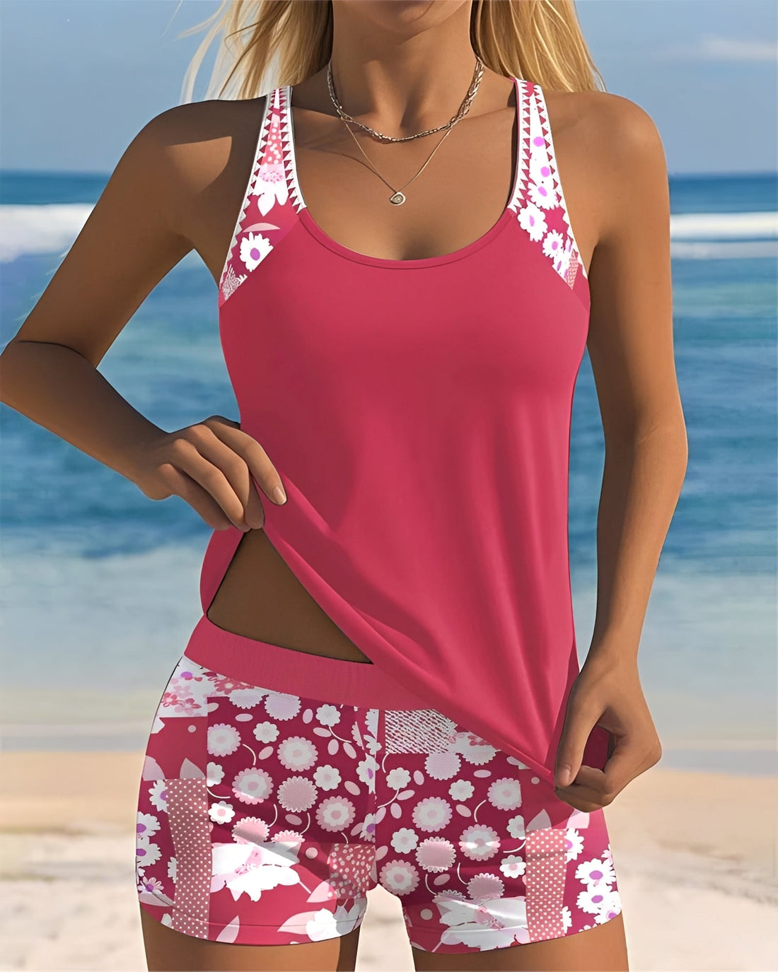 Annie - Conjunto de tankini estiloso com estampa para mulheres