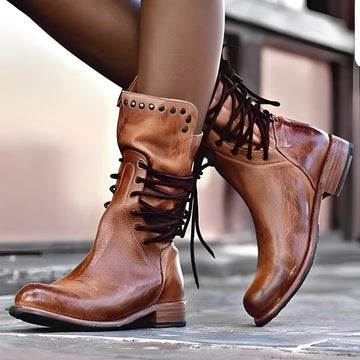 Lenora - Botas clássicas de salto baixo para mulheres