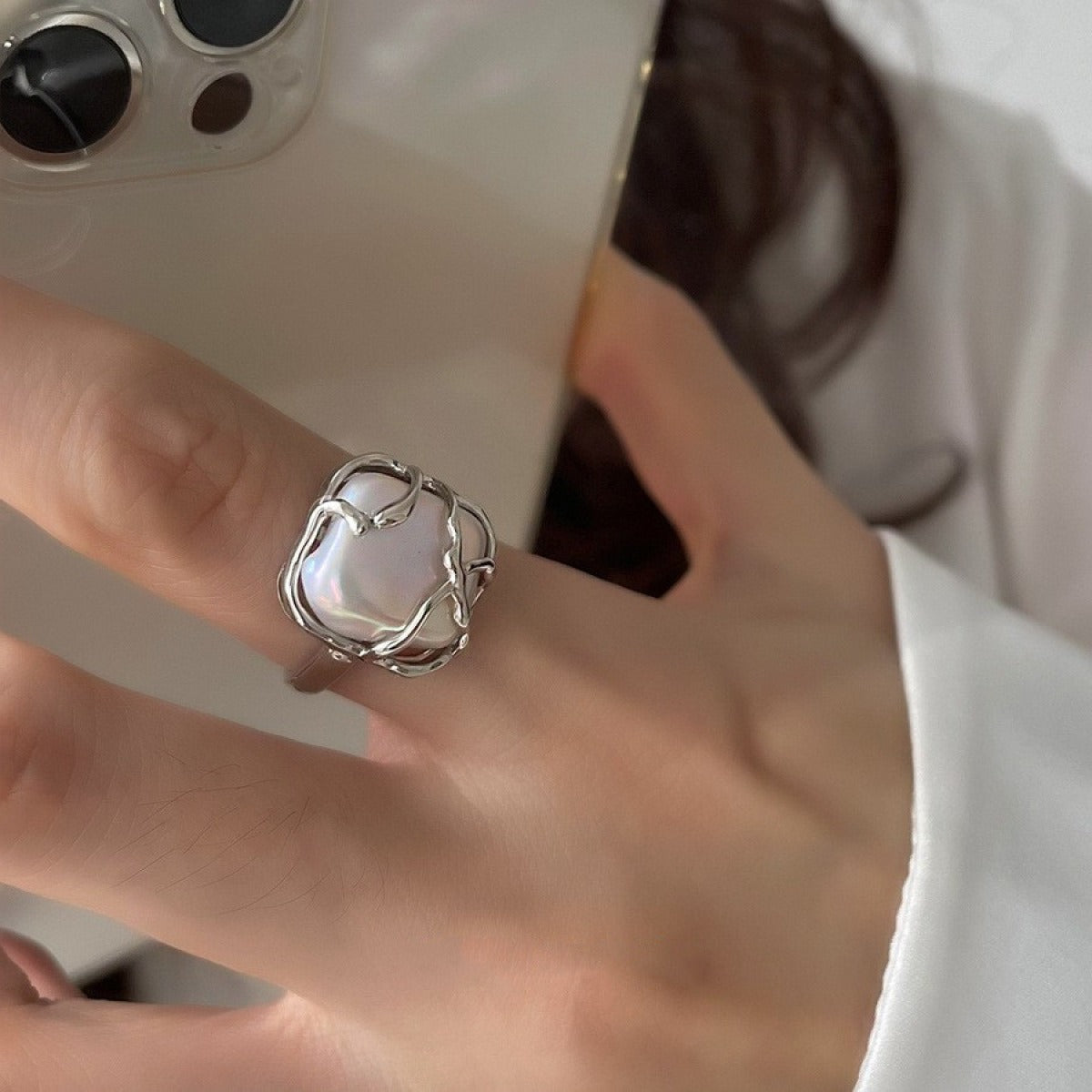 Marian – Bague em prata com pérola