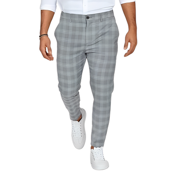 Deacon - Calça Slim Fit Casual com Padrão Xadrez para Homens