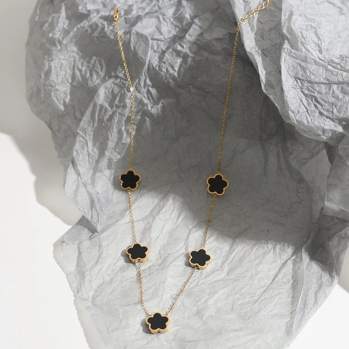 Elise – Conjunto de colar e bracelete Trevo elegante