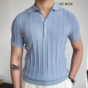 Joss - Camisa estilosa com lapela listrada para homens