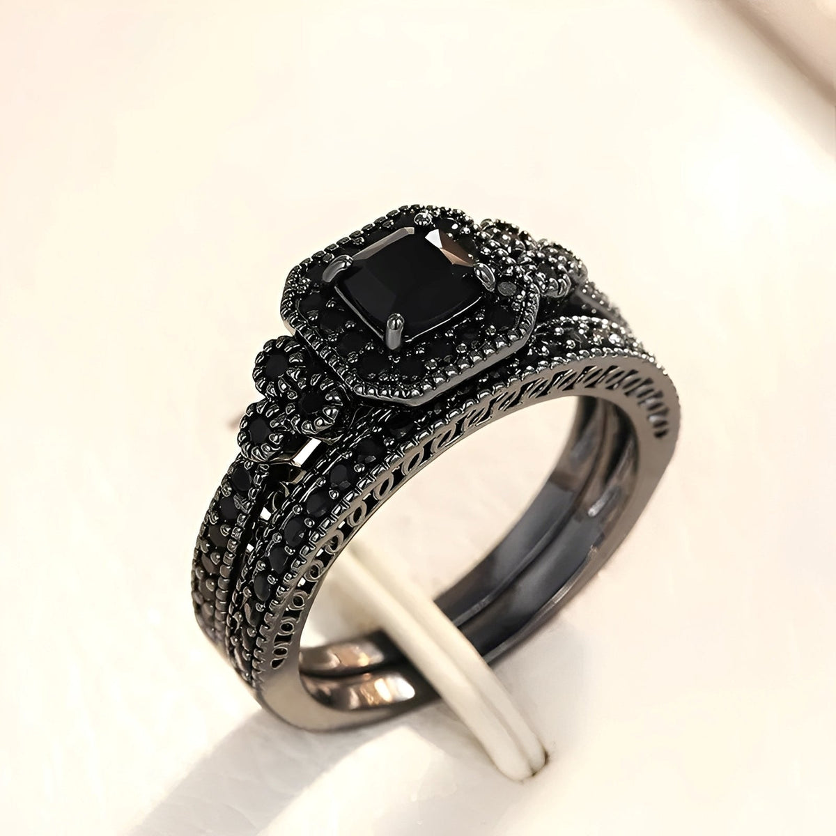 Adrian – Conjunto de anéis vintage em preto