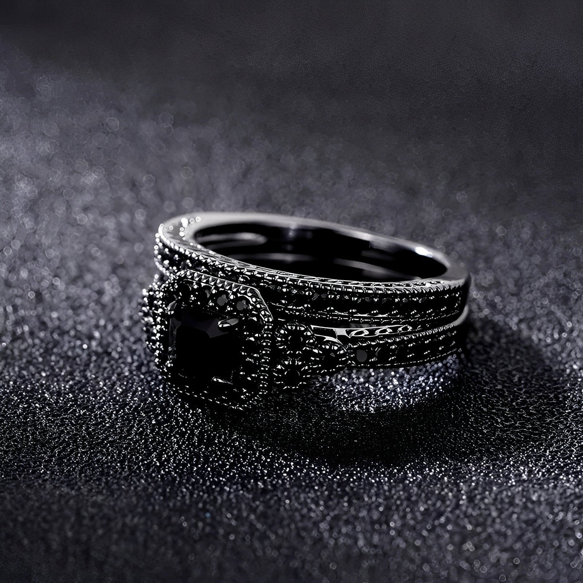 Adrian – Conjunto de anéis vintage em preto