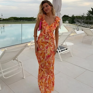 Lorraine - Vestido Longo Estiloso Floral