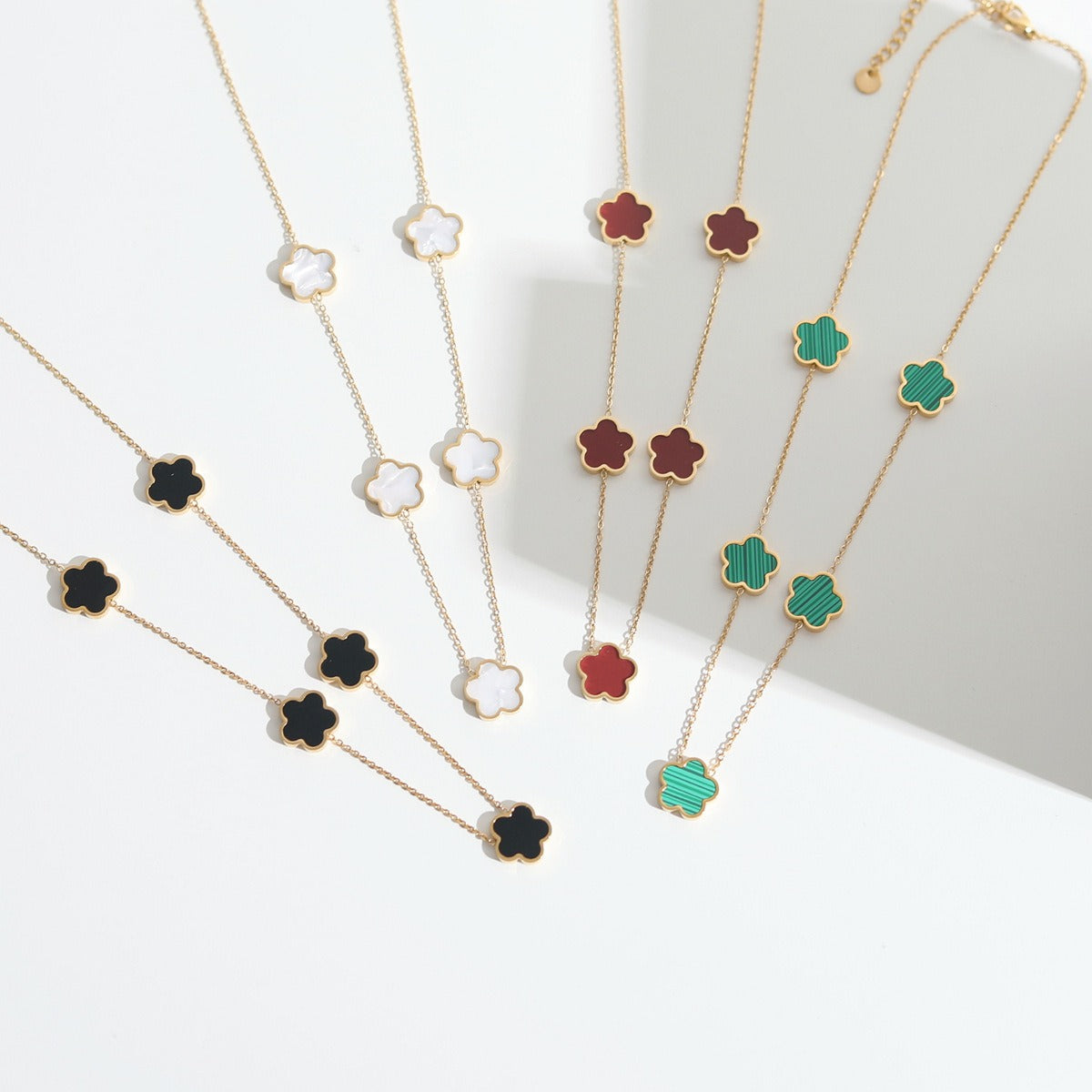 Elise – Conjunto de colar e bracelete Trevo elegante