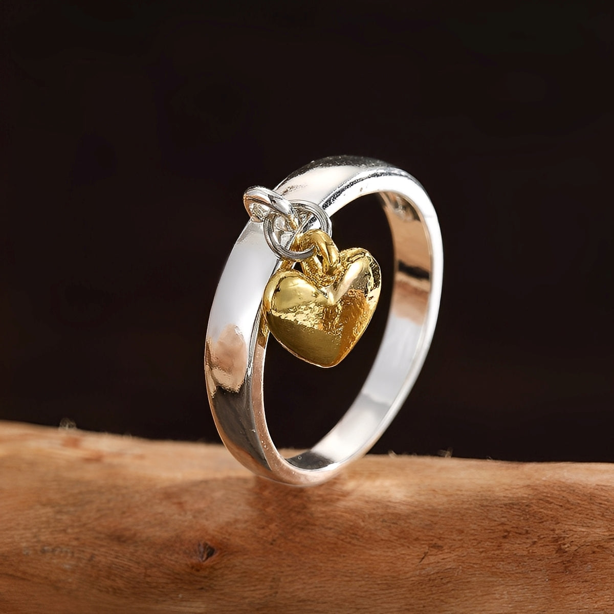 Maelie – Bague em prata com coração móvel estilo retrô