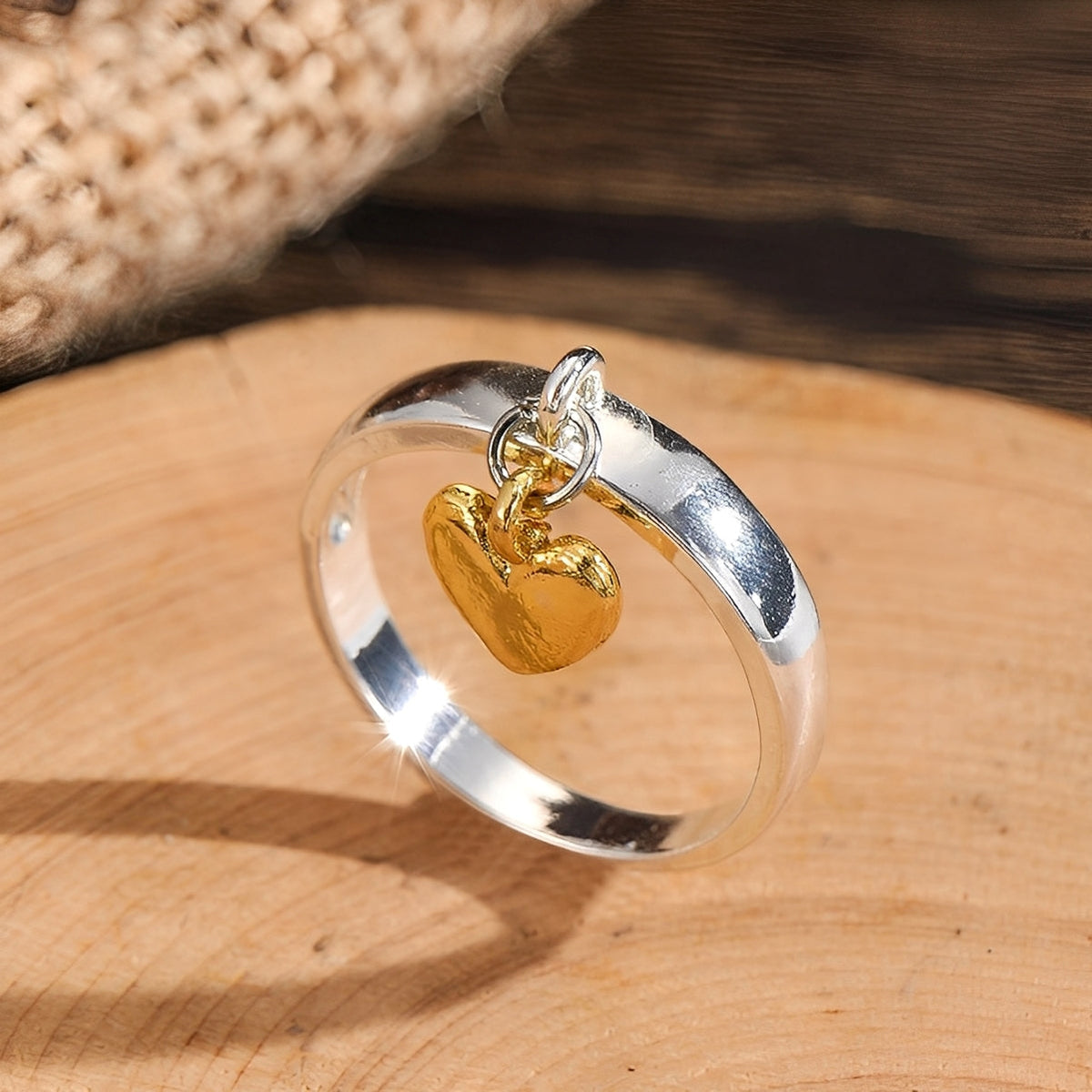Maelie – Bague em prata com coração móvel estilo retrô