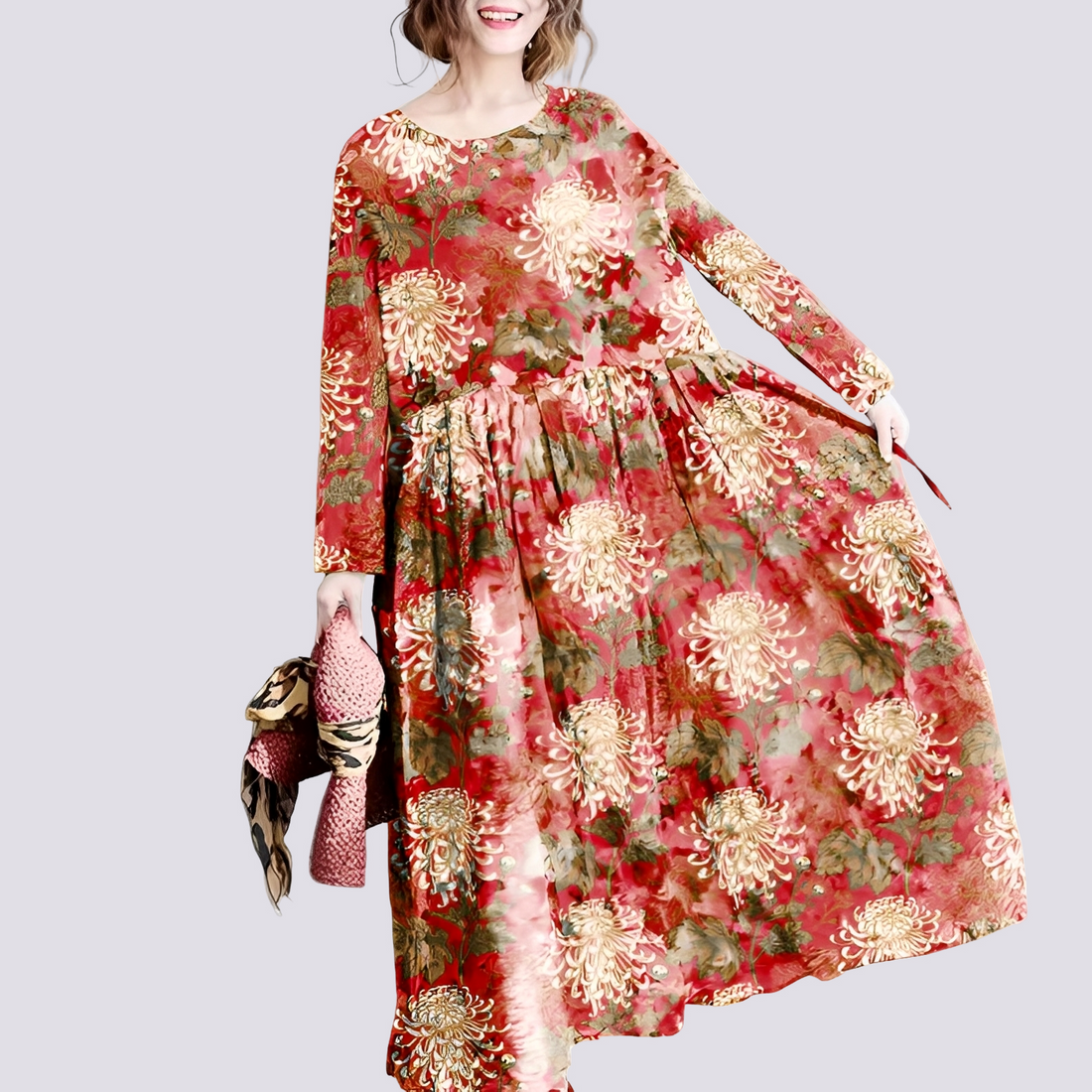 Terry - Vestido longo maxi elegante com estampa floral para mulheres