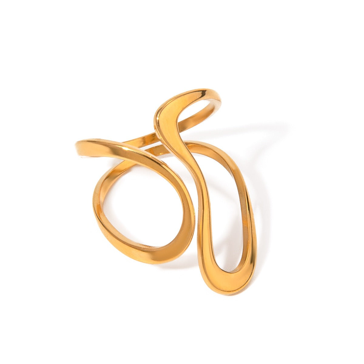 Dori – Bague espiral irregular dourada aberta