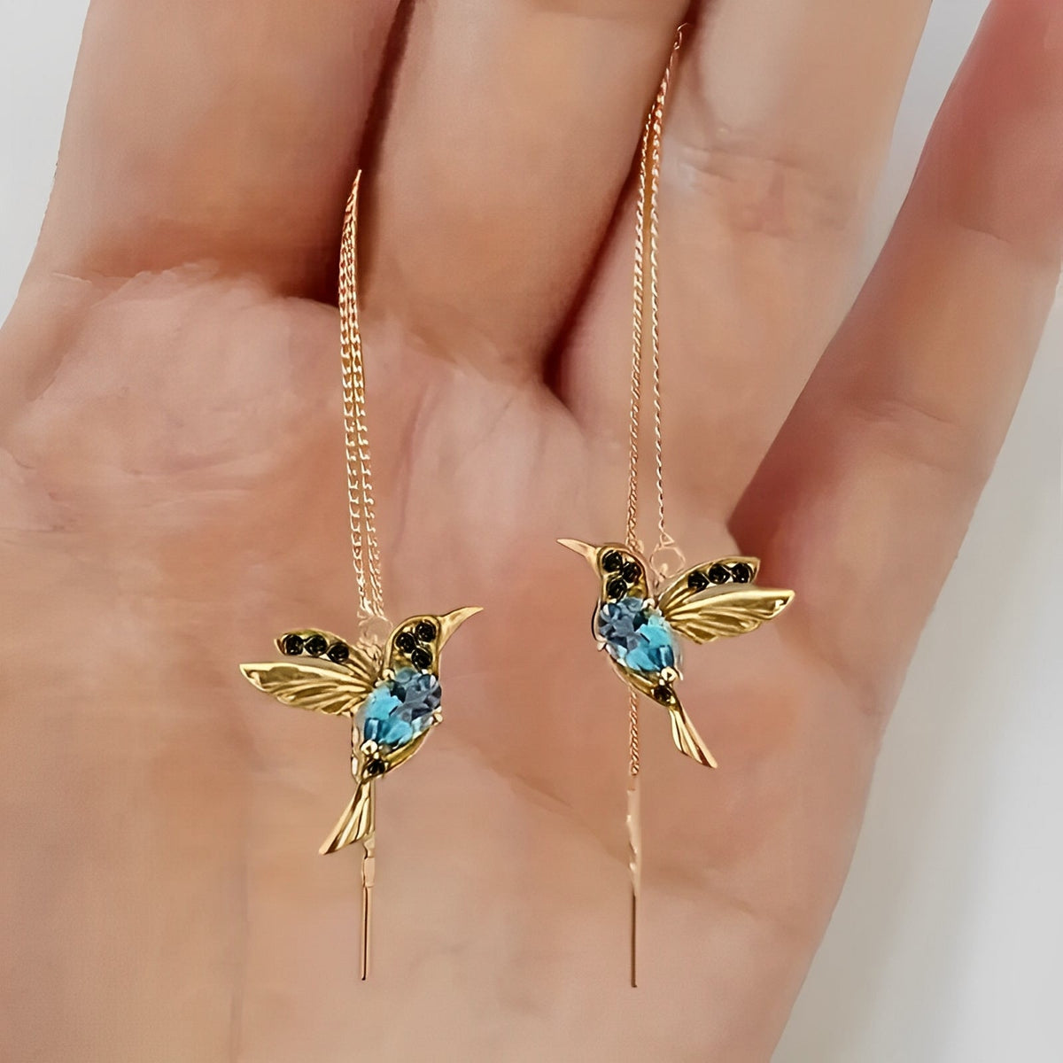 Elayne – Brincos colibri coloridos e brilhantes