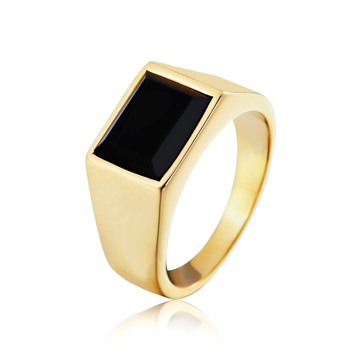 Daro – Anel de selo masculino com pedra preta