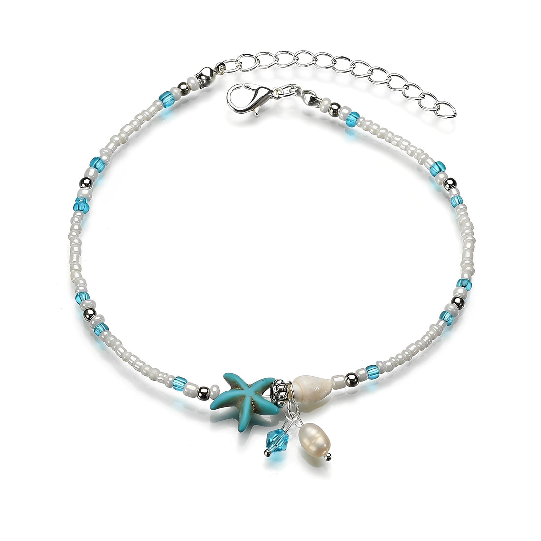 Isla – Bracelete de tornozelo Estrela e Concha com Pedras Naturais