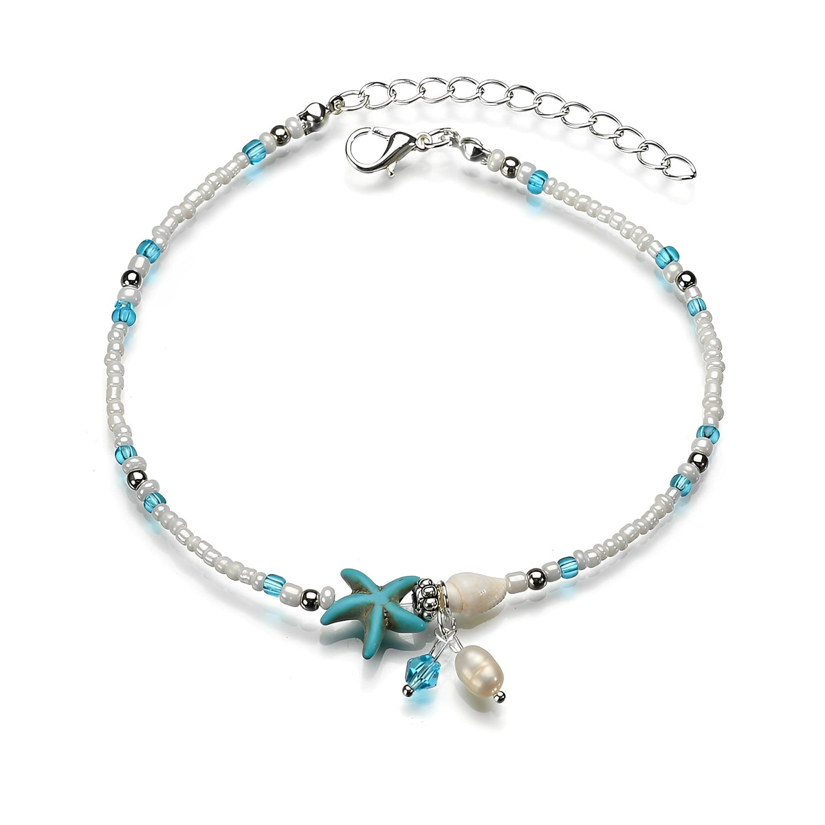 Isla – Bracelete de tornozelo Estrela e Concha com Pedras Naturais