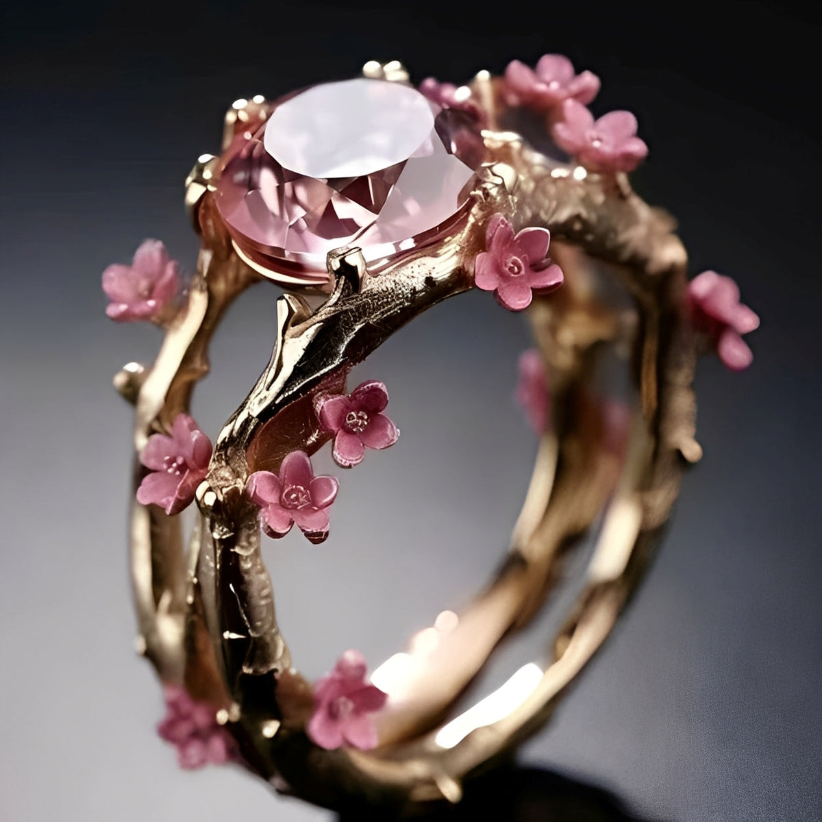 Elina – Bague encantada rosa com flores