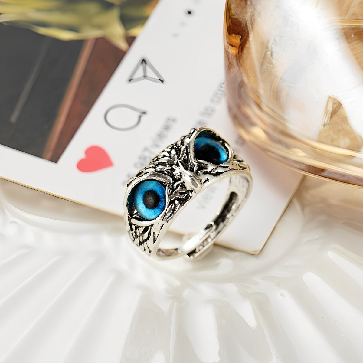 Niva – Bague amuleta ajustável em prata e opala