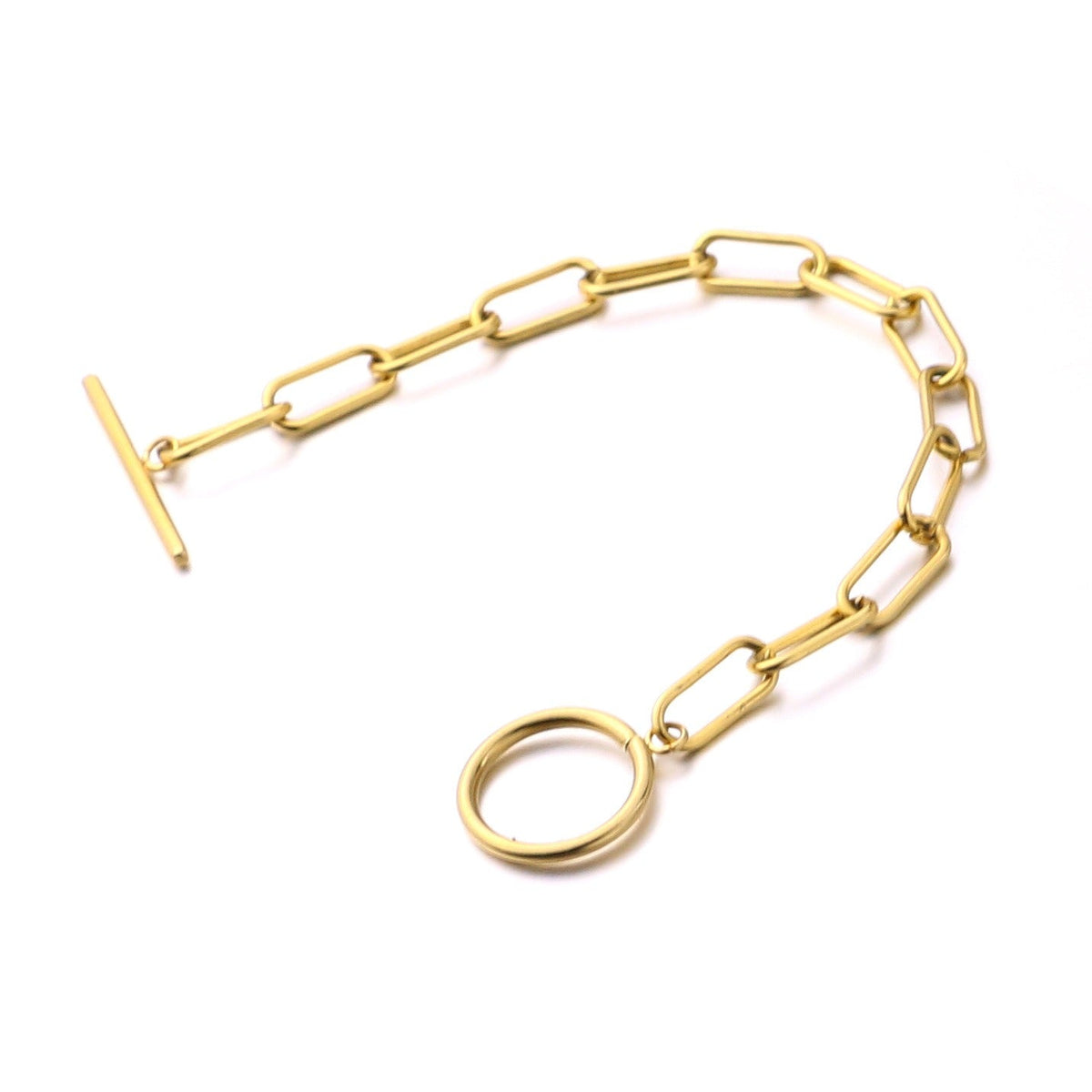 Millie – Bracelete T-Bar com elos retangulares em ouro