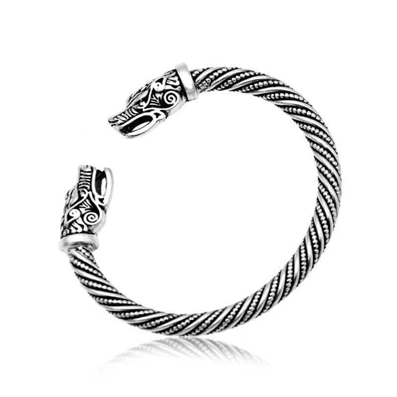 Ragnar – Bracelete viking com visual antigo de prata para homens
