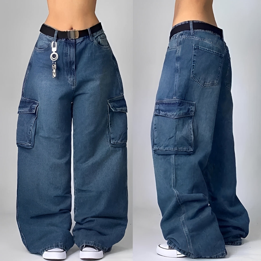 Elsie - Jeans Cargo Largos Estilosos