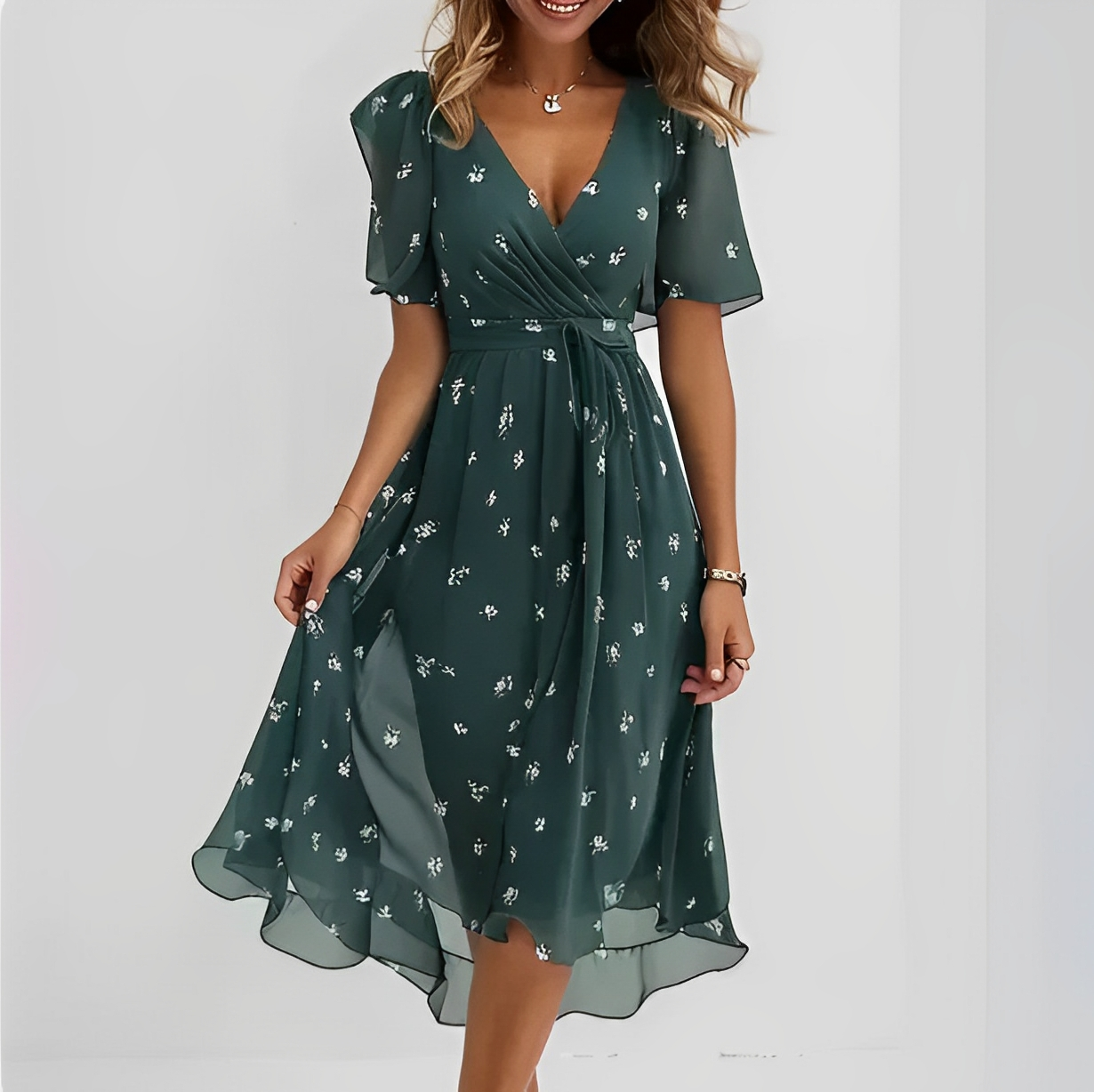 Lina – Vestido envelope com decote V