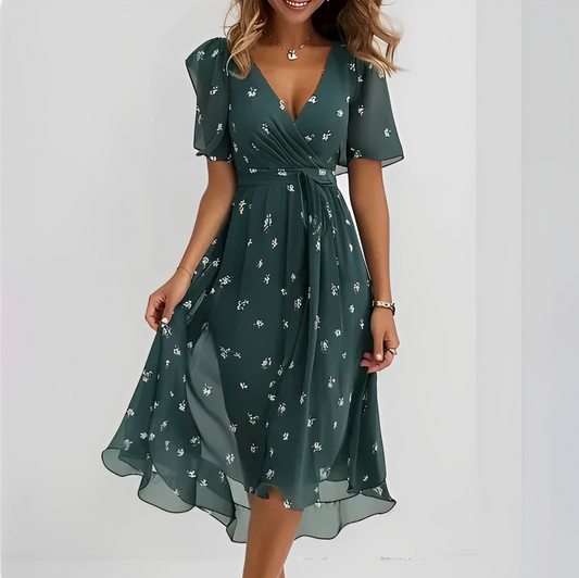Lina – Vestido envelope com decote V