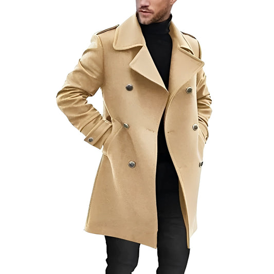 Stevie - Elegant double wool coat for men