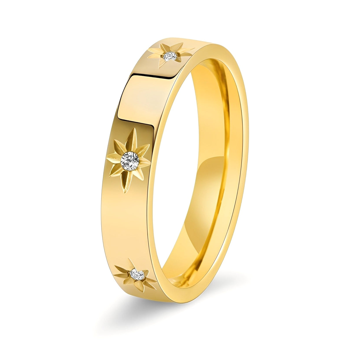 Nova – Bague dourada com estrelas brilhantes