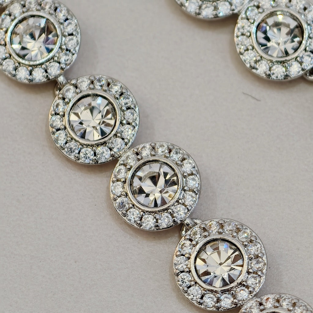 Victoria – Colar e bracelete com botão redondo brilhante