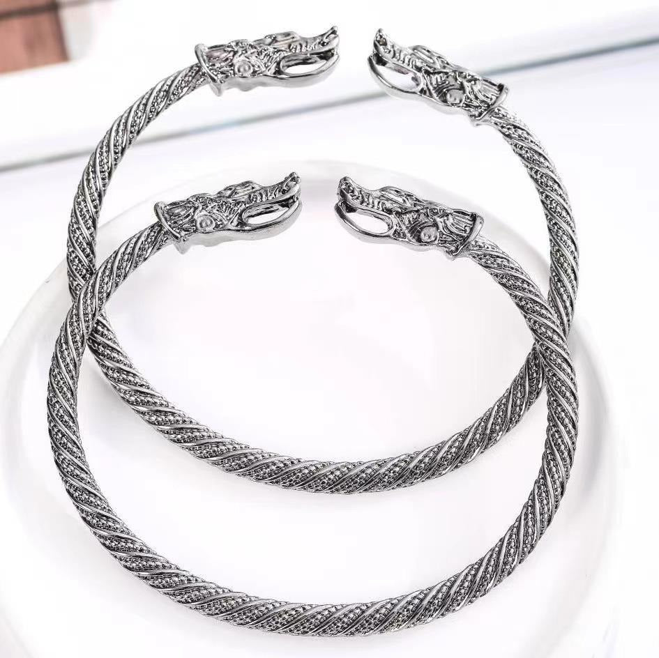 Ragnar – Bracelete viking com visual antigo de prata para homens