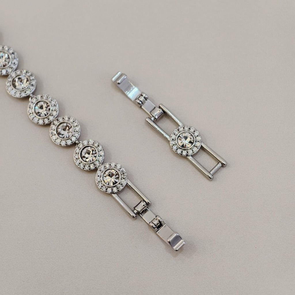 Victoria – Colar e bracelete com botão redondo brilhante