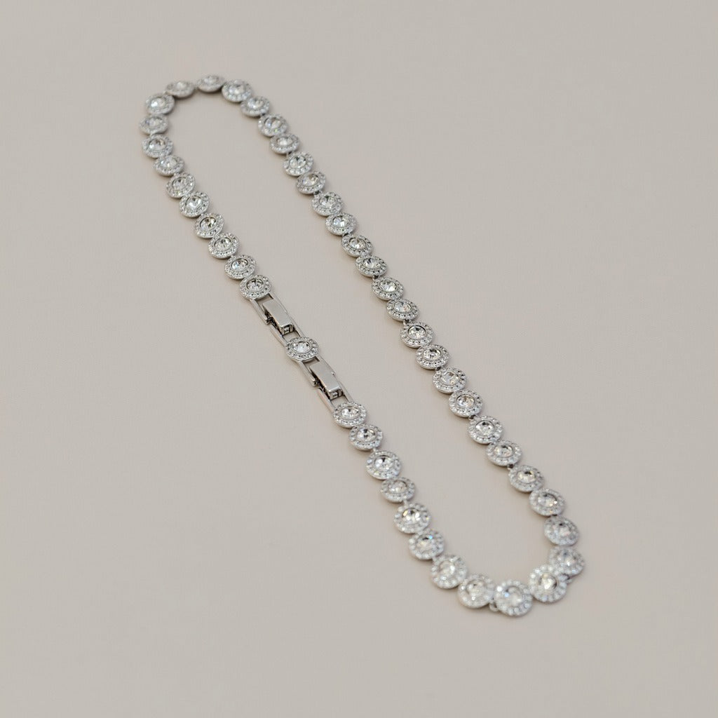 Victoria – Colar e bracelete com botão redondo brilhante