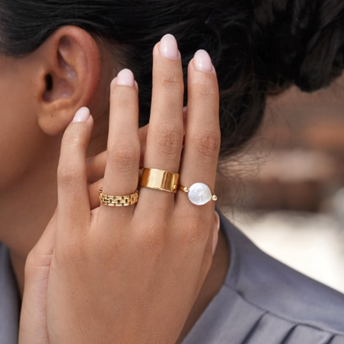 Sabby – Bague reversível em pérola barroca