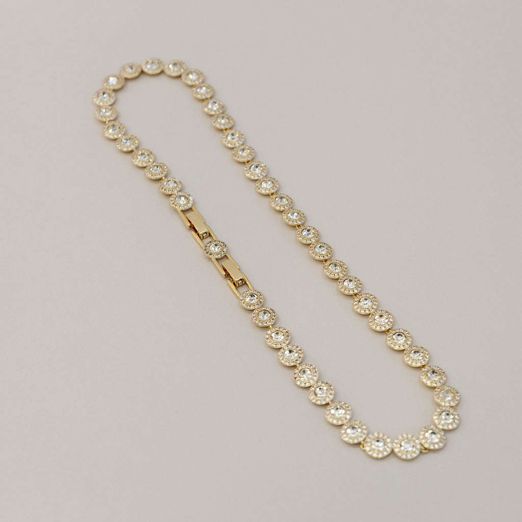 Victoria – Colar e bracelete com botão redondo brilhante