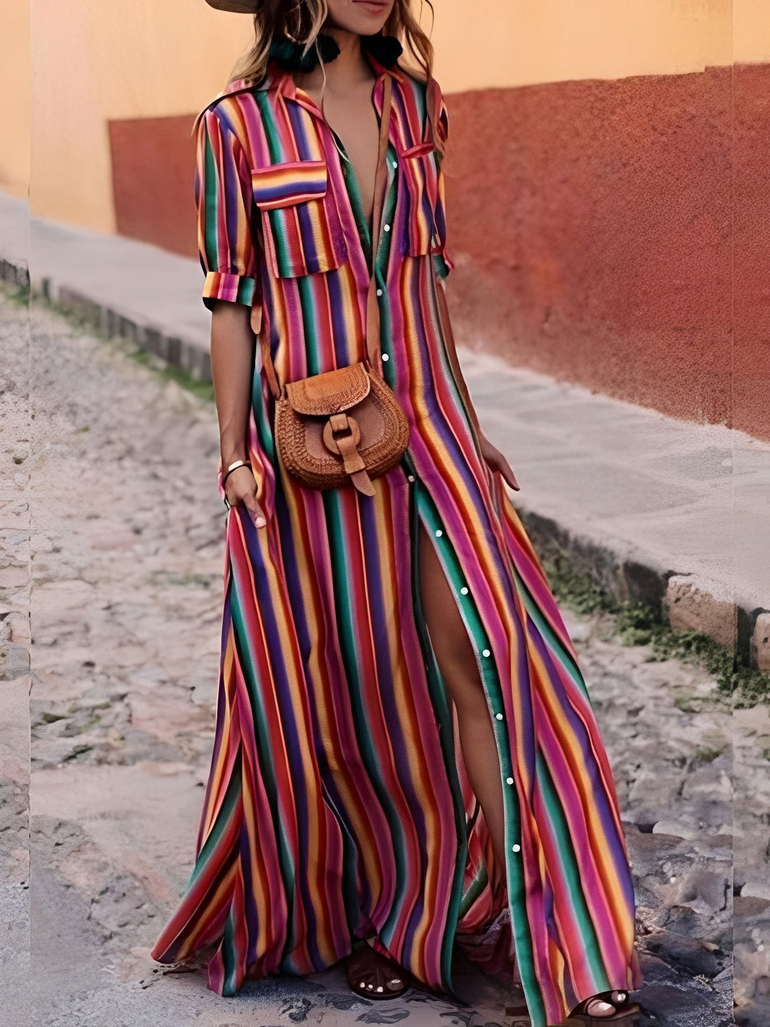 Samara - Vestido Maxi Listrado Estiloso