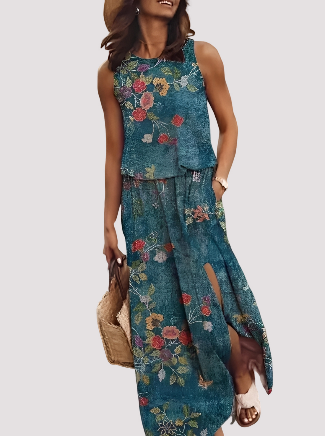 Halle - Elegante vestido longo sem mangas para mulheres