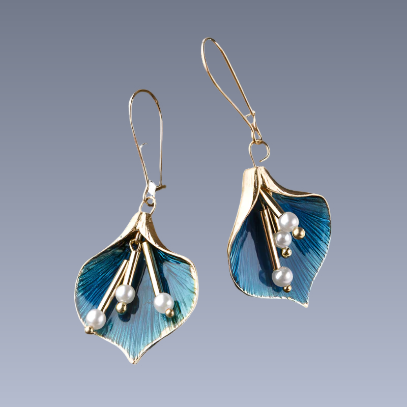 Yara – Brincos Lotus Azul em prata vintage