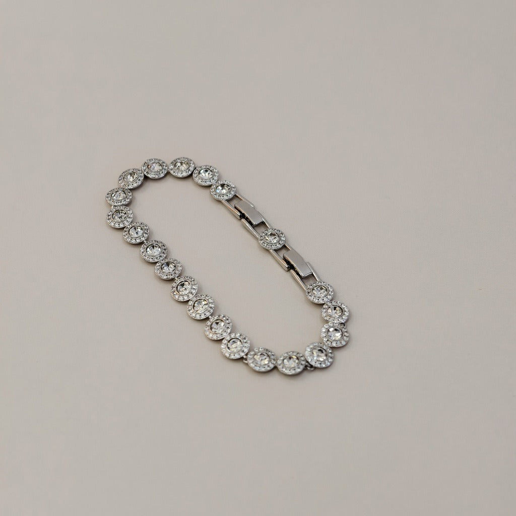 Victoria – Colar e bracelete com botão redondo brilhante