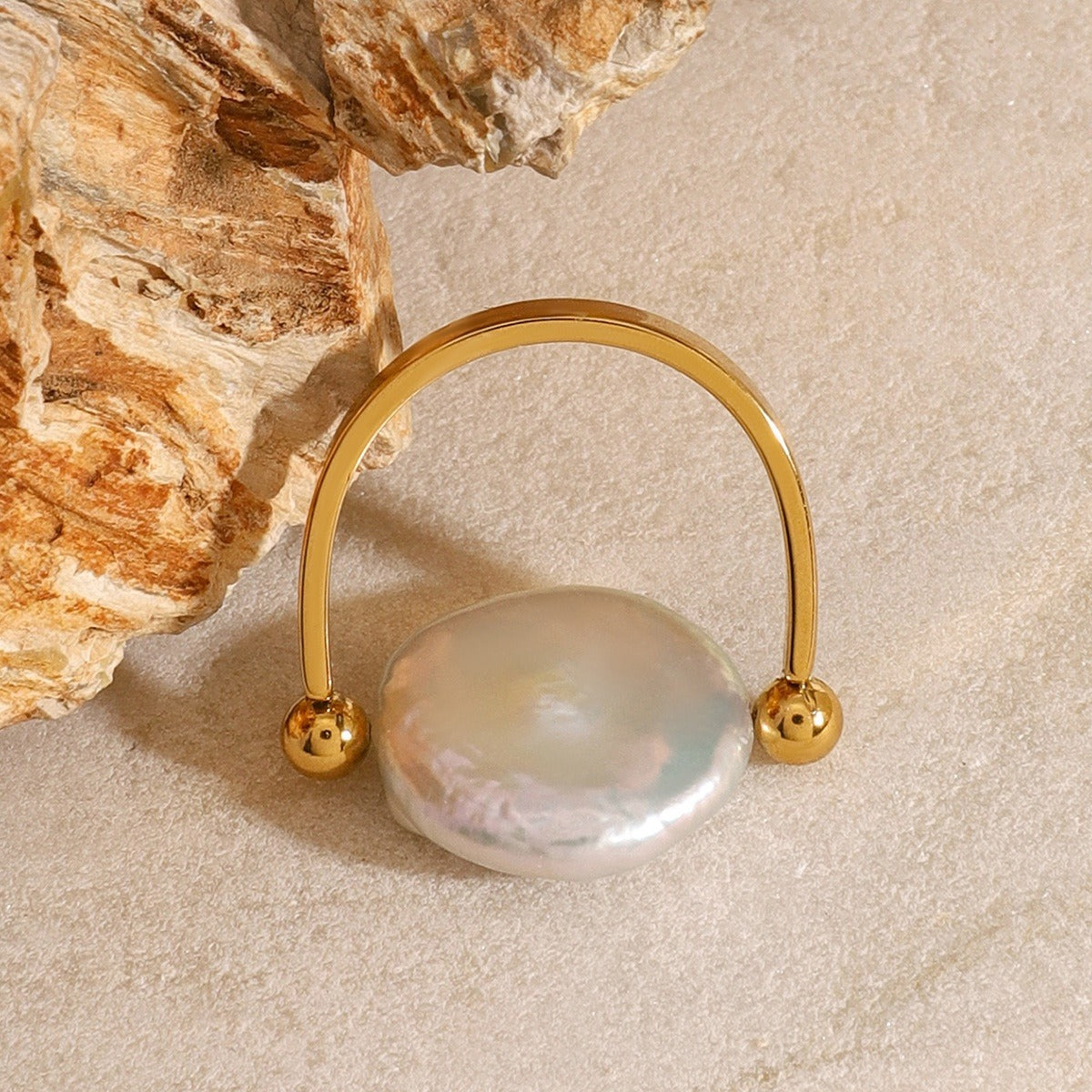 Sabby – Bague reversível em pérola barroca