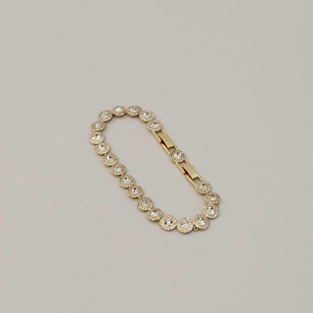 Victoria – Colar e bracelete com botão redondo brilhante
