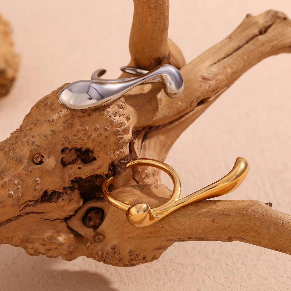 Holly – Bague Aberta de Gota d'Água Irregular