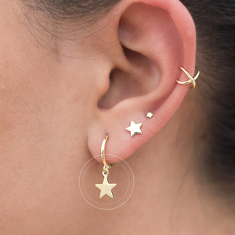 Stellia – Brincos estrela a cinco pontas em ouro