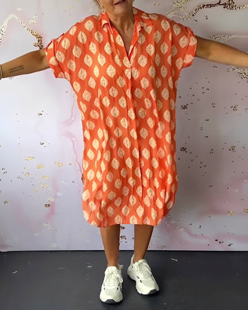 Kristina - Vestido elegante e folgado com lapela para mulheres