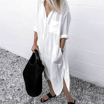 Susan - Vestido Casual Solto com Fenda