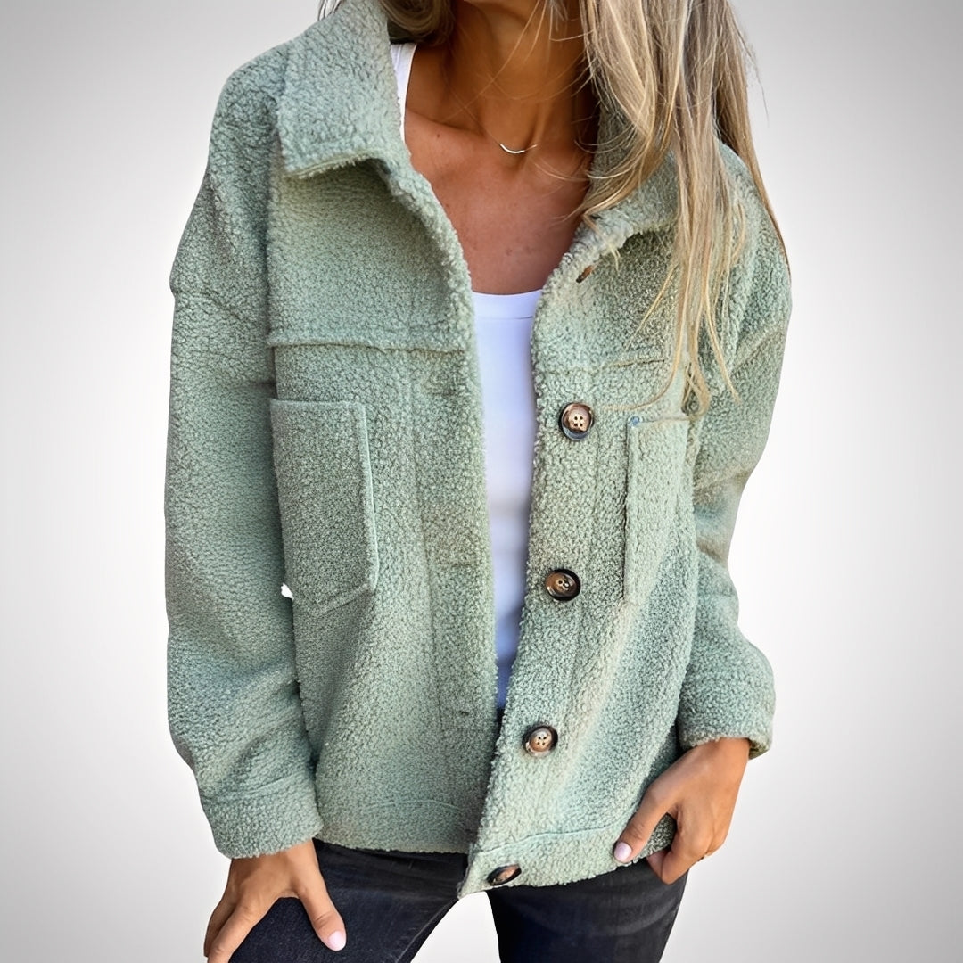 Sandra - Casual Sherpa Jacket with Turn-Down Collar for Women