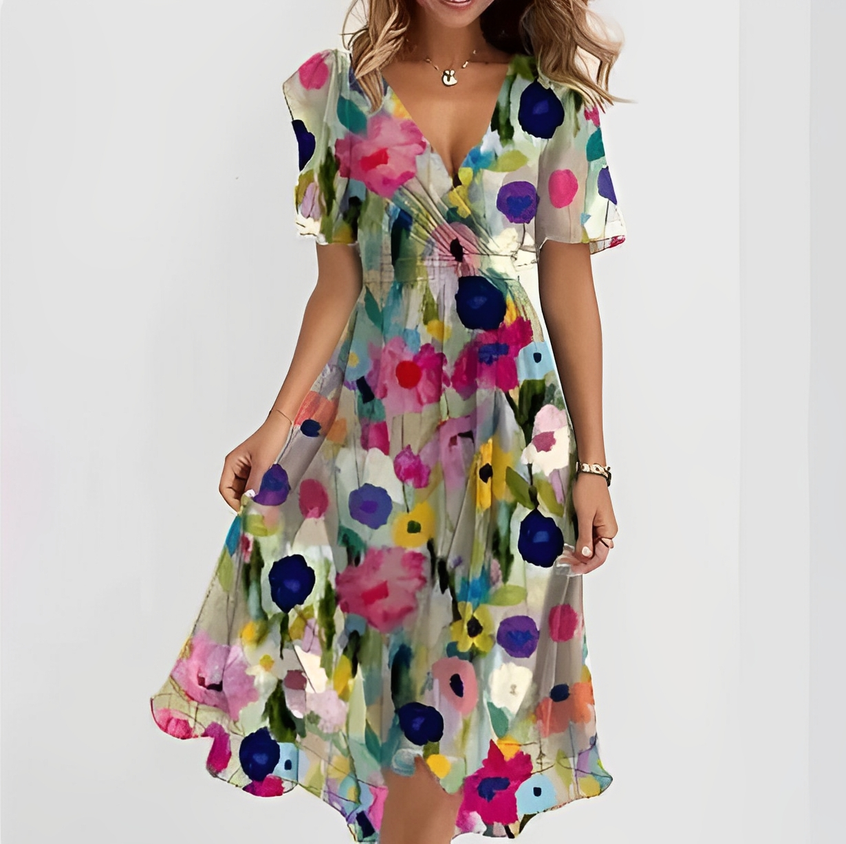 Lina – Vestido envelope com decote V