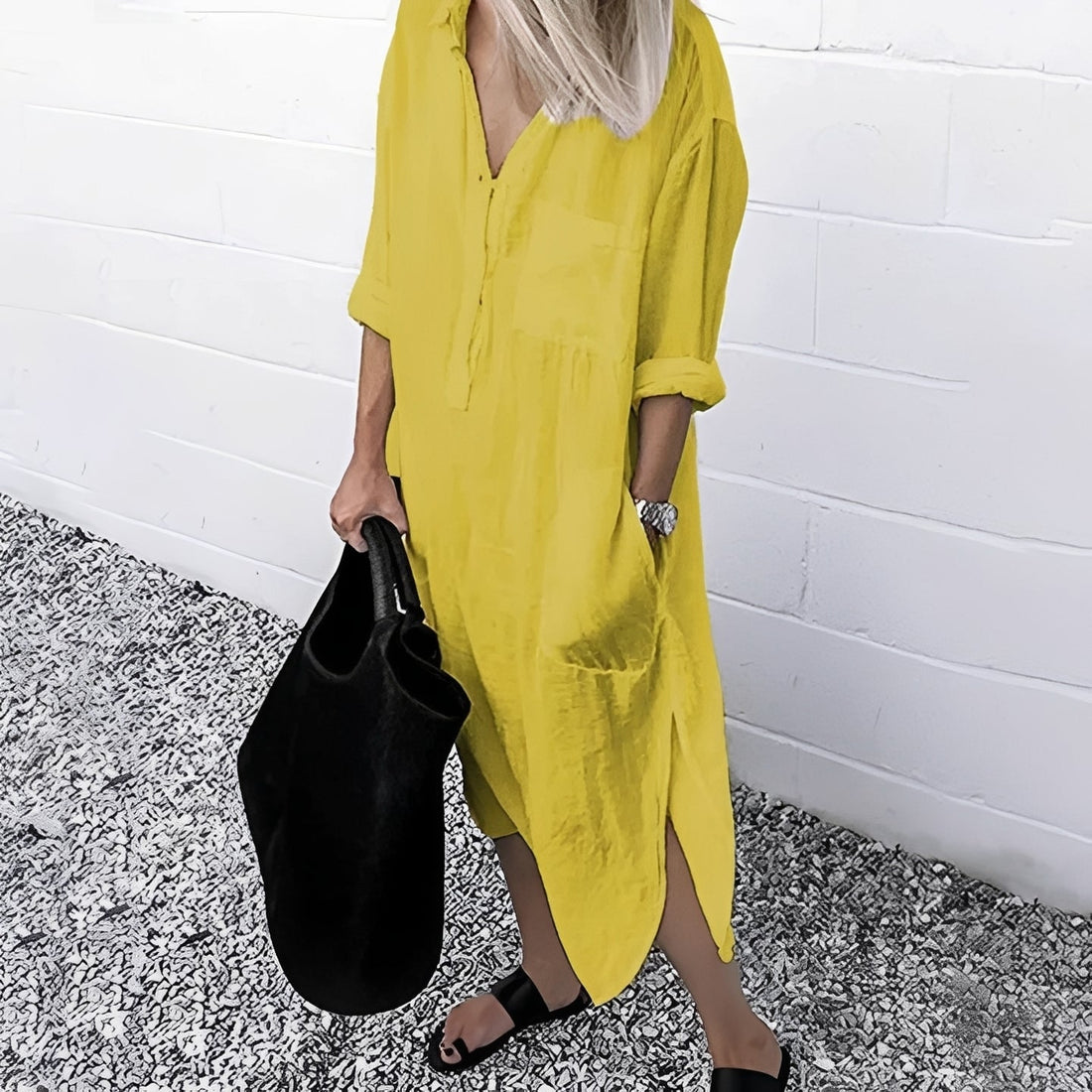Susan - Vestido Casual Solto com Fenda