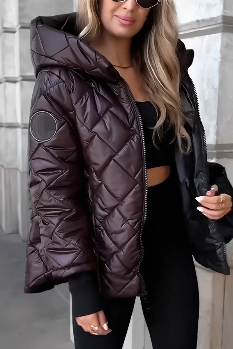 Irene - Moderna, quente casaco com capuz com fecho para mulheres