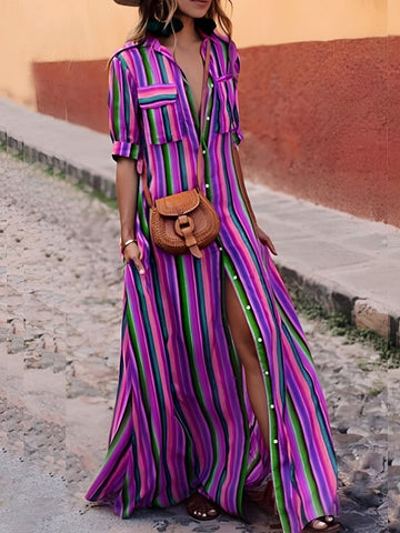 Samara - Vestido Maxi Listrado Estiloso