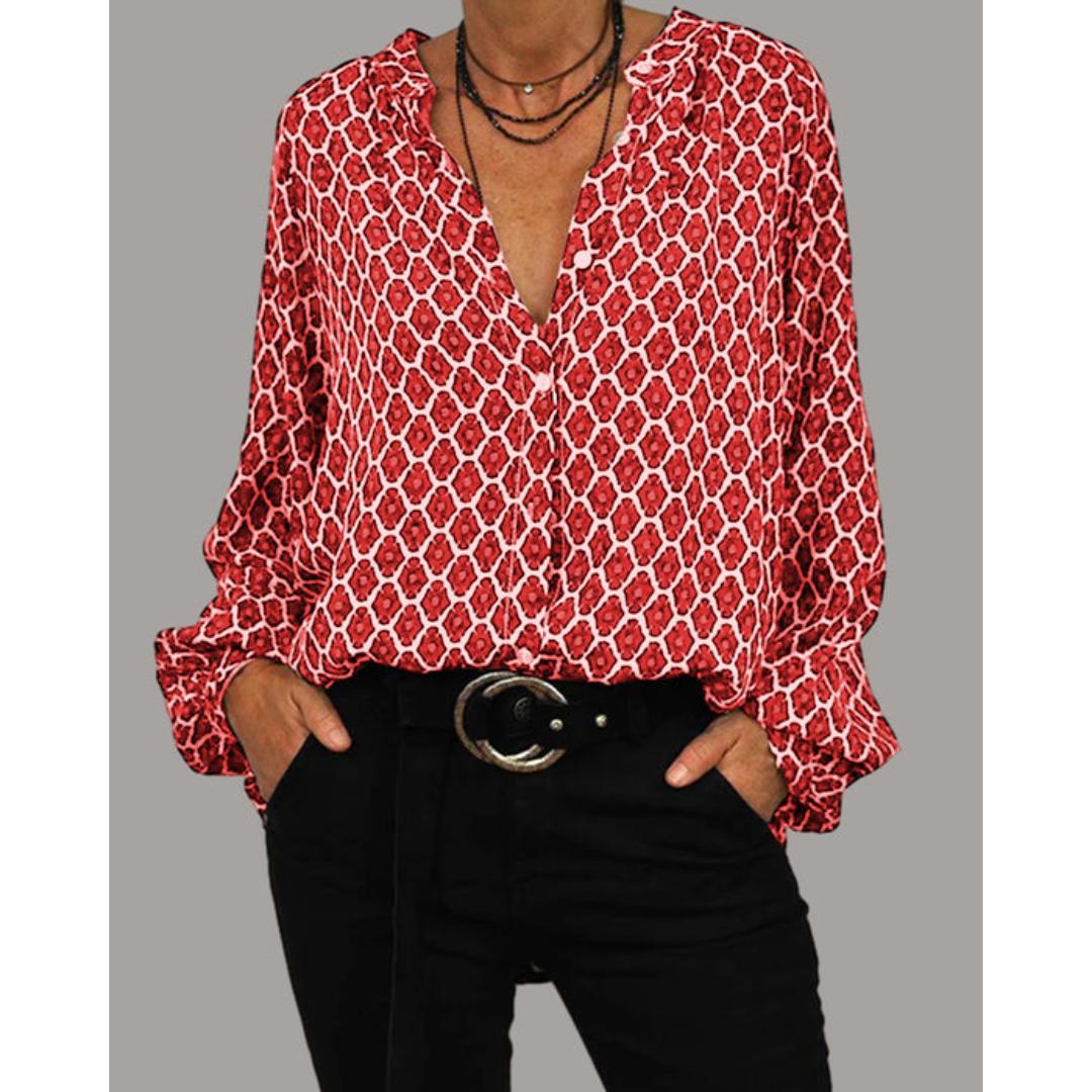 Lena - Blusa Casual com Decote V