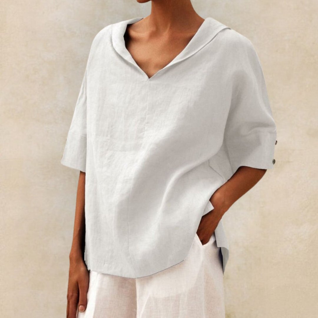 Lena – Blusa Casual com Decote em V para Mulheres